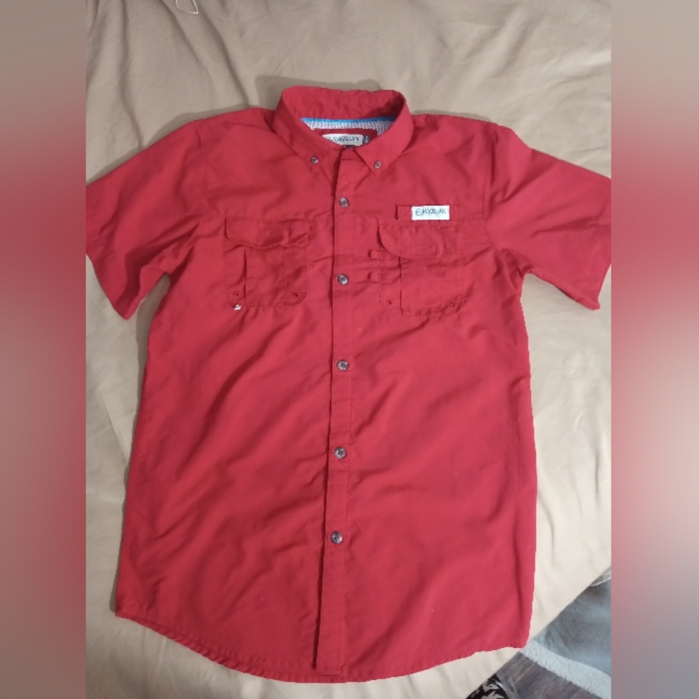 Magellan - Boy's Moisture Wicking Button Up Collared Shirt - size L (14-16)